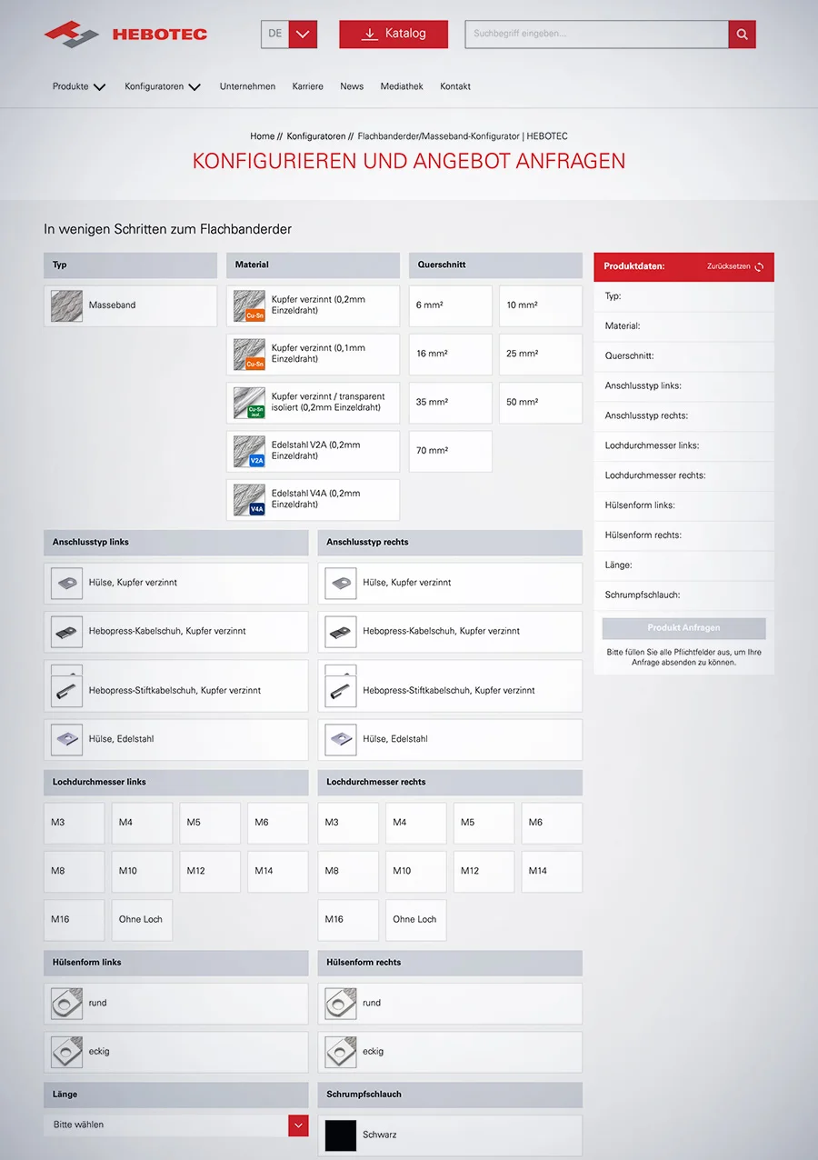 Konfigurator für variantenreiche B2B-Produkte Screenshot